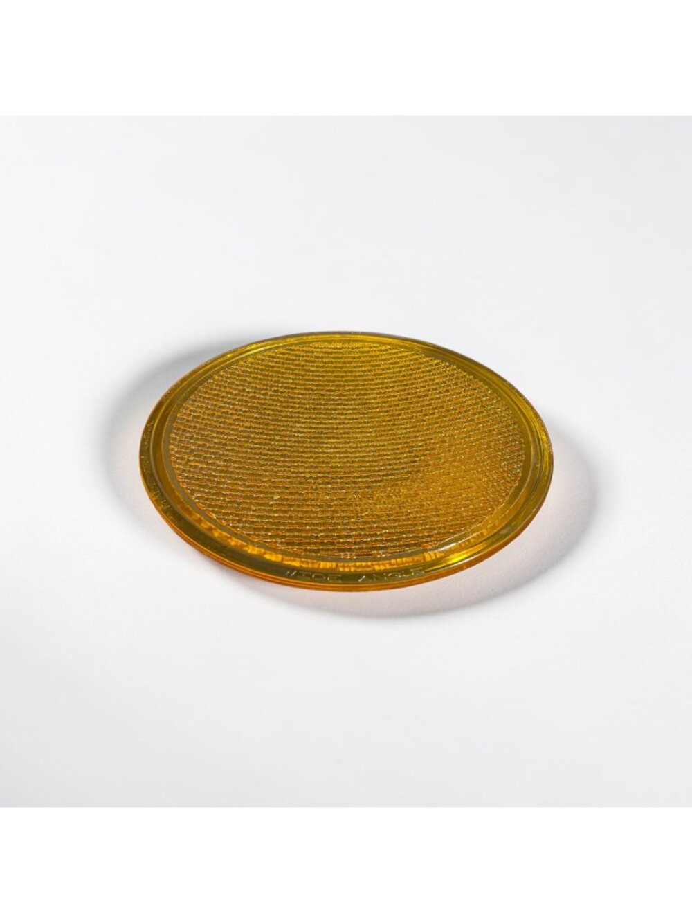 Vintage Amber Glass Industrial Reflector Lens Koroseal Round Decor